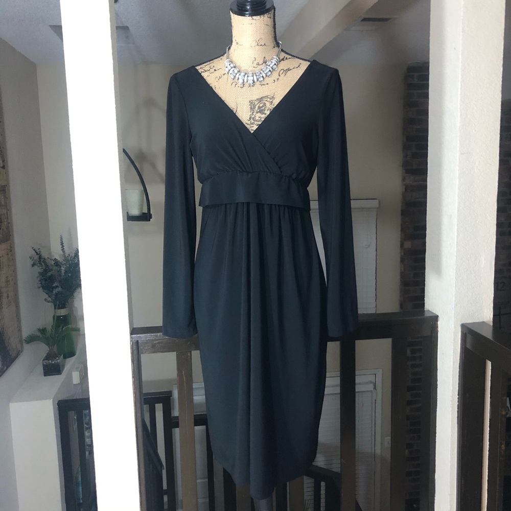 Black long sleeve maternity/nursing dress.